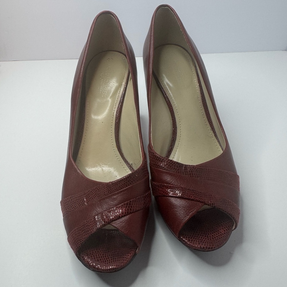 Naturalizer 'Denyse' Burgundy Peep-Toe Women's Shoes Size 9M
